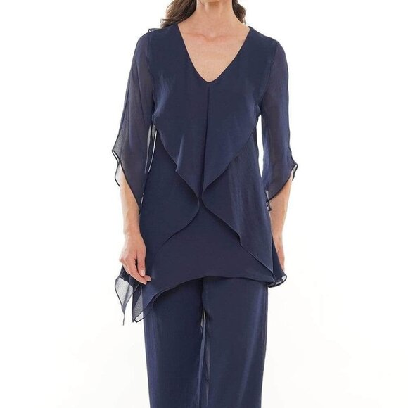 NWT Marsoni by Colors M308 Yoryu Chiffon Formal Pantsuit Blue Size 6 - Picture 1 of 6